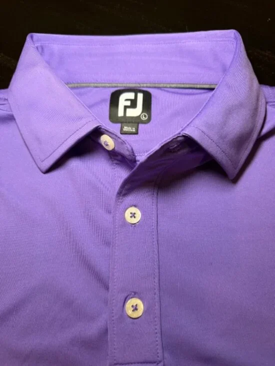 FootJoy FJ ⛳ Polo Shirt Mens Large Purple Golf Performance Stretch Short Sleeve - Picture 3 of 12